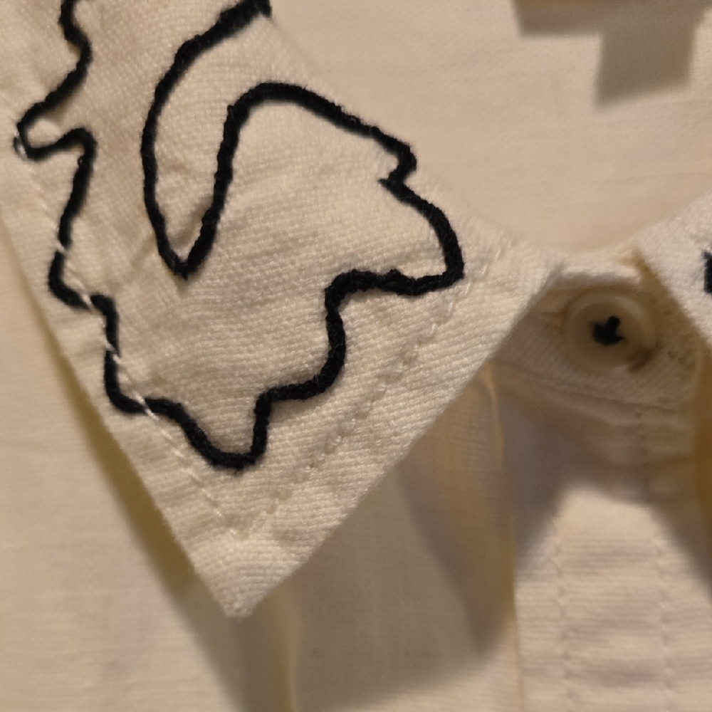 Pilcro Casual Cream Shirt with Black Leaf Pattern - Picture 5 of 6